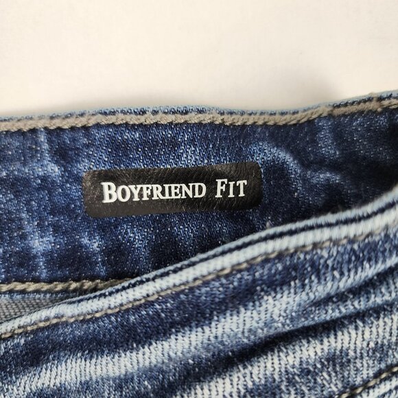 Judy Blue Jeans Womens 7/28 Blue Distressed Boyfriend Fit Button Fly JB2169LT - Picture 8 of 13